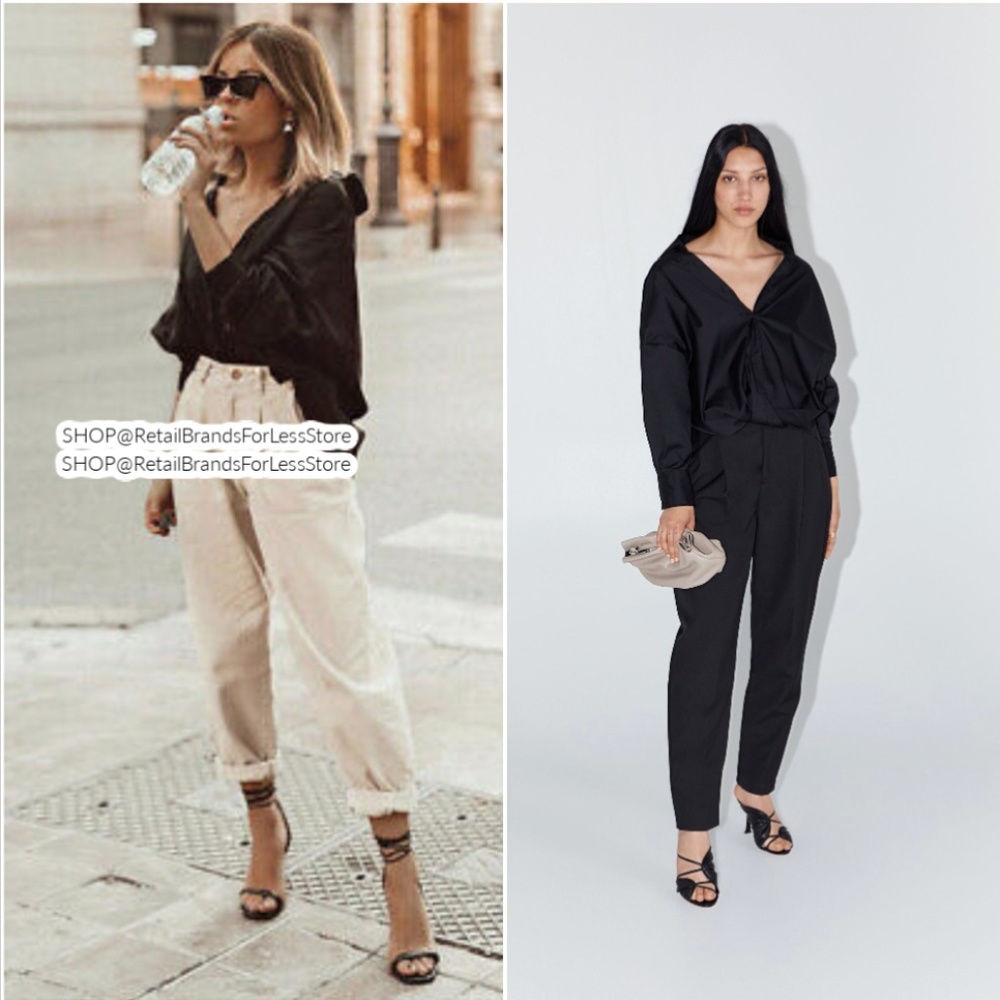 ZARA BLACK BUTTON FRONT SHIRT WITH KNOTTED